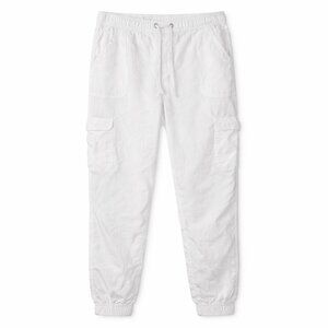 NICOLE MILLER White 100% Linen Pull-On Cargo Jogger White Pants Size Small